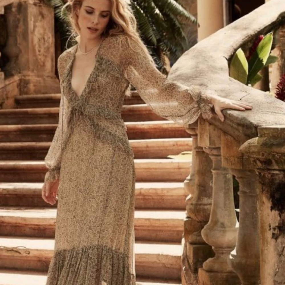 Doen Saffron Long Sleeve Dress, Chamomille Garden Pattern